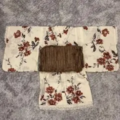 ひよこ商店 浴衣ドレス 花柄 ベージュ キッズ