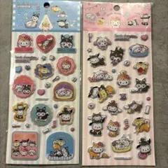 ❤︎サンリオ　ぷっくりシール　猫　被り物　公式ライセンス　ブルー　ピンク　２種