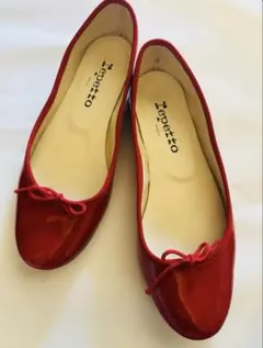 【repetto】美品 サンドリオン フラット パンプス バレエ エナメル 赤