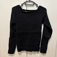 スクエアネックリブニットトップス[rut072] L ブラック