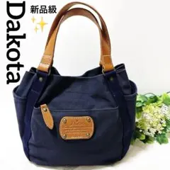 美品 Dakota ダコタ ピット トートバッグ デニム キャンバス レザー 