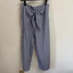 ストライプ リボン付きパンツ ネイビー