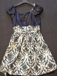 LEST ROSE 膝丈フロッキードレスワンピース 花柄 結婚式 パーティー