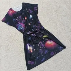 スカラー コスモ フレンチスリーブ チュニック ワンピース 宇宙柄 夏 涼しいのサムネイル