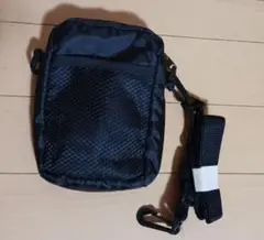 未使用 2way 黒 ナイロンポーチ メッシュポケット付き ショルダーバッグ小型