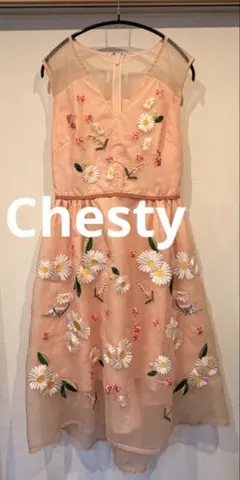 Chesty チェスティ 刺繍入りノースリーブワンピース パーティードレス