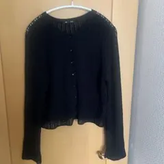GU 透かし編みニットカーディガン ブラック XL