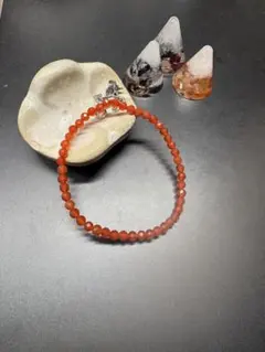 天然石　パワーストーン　ブレスレット カーネリアン　カットタイプ　4㎜　0345