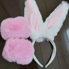バニーガールコスチューム　 耳とポンポン付き