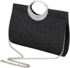 黒　結婚式 クラッチバッグ レディース パーティーバッグ 2way ハンドバッグ