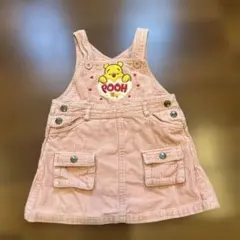 プーさん コーデュロイ ジャンバースカート 100cm ピンク　ディズニー