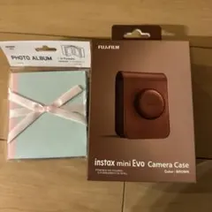 instax mini Evo カメラケース ブラウン フォトアルバム付き