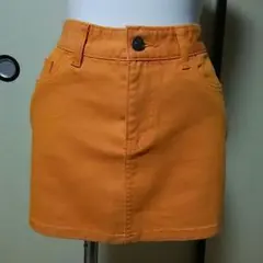 半額再値下げ新品台形デニムスカート♡オレンジ♡サイズМ