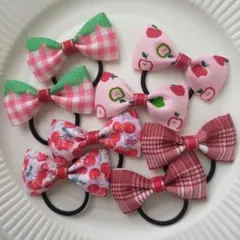 【085】赤系キッズヘアゴムセット