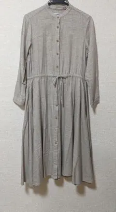 UNIQLO×イネス フランネルフレアワンピース バンドカラー ベージュ S