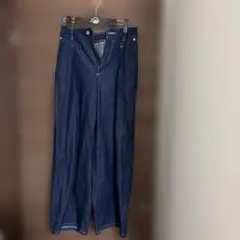 ダークブルーワイドレッグデニムパンツ