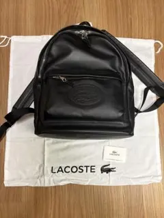 LACOSTE ブラック レザー 黒リュック 新品 ラコステ