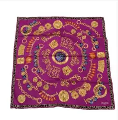 CELINEスカーフ 紫　ハンカチ