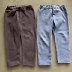 UNIQLO ベビー 裏フリース　レギンスパンツ 90 青　黒　二枚セット