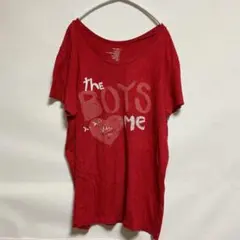 オールドネービー レッド Tシャツ L シンプル英字 半袖ゆったり