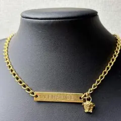 VERSACE ネックレス メデューサ プレート ロゴ ゴールドのサムネイル