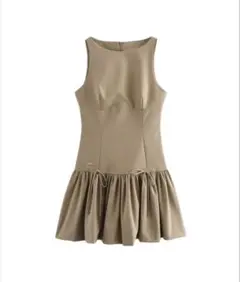 美品 ZARA ノースリーブワンピース xsサイズ ベージュ ショート丈