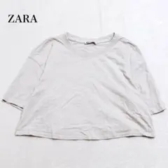 ザラ クロップドTシャツ 半袖 カットソー クルーネック シンプル ストレッチ