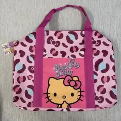 【新品タグ付き】ハローキティ 2WAY BIG収納バッグ ヒョウ柄 ピンクのサムネイル
