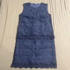 UNIQLO やユニクロ ネイビー レース ノースリーブ セットアップ