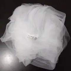 ホワイトチュールウェディングベール コーム付き