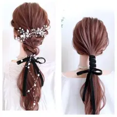 ベロアリボン フック付き ヘアアクセサリー ブライダル