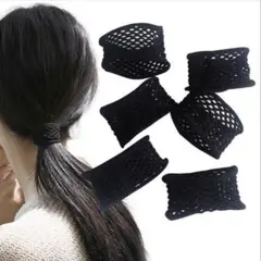 ☘️ヘアゴム 跡がつかない 髪ゴム 髪留め ６本　ブラック　黒