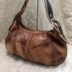 00s / Y2K】本革 レザー ワンショルダーバッグ ハラコ グランジ 茶 