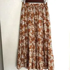 UNIQLO PAUL & JOE コラボ　ロングスカート S ブラウン系 花柄