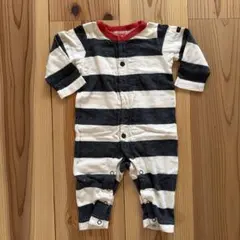 DENIM DUNGAREE ボーダー柄 長袖 ロンパース カバーオールのサムネイル