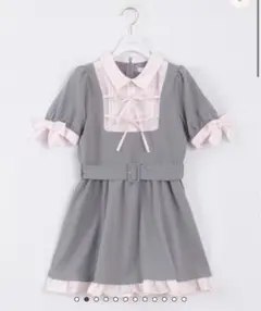 evelyn 裾フリルベルトop GY グレー ピンク シャツ ワンピース evelyn 裾フリルベルトop GY グレー ピンク シャツ ワンピース - メルカリ