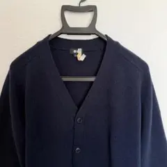 UNIQLO カーディガン ネイビー ウール100％ ユニクロ　Vネック L