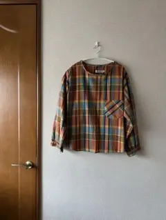 SIMPLE LIFE チェック柄長袖シャツ　レナウン 綿100% 胸ポケット