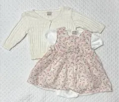 プティマイン　花柄ワンピース　カーディガン　セット　80