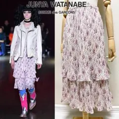 JUNYA WATANABE プリーツ加工 花柄 ティアード スカート 19AWのサムネイル