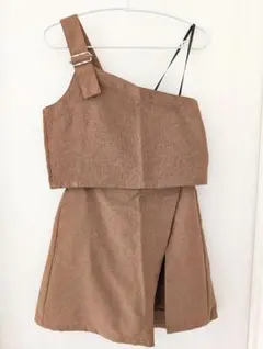 GU ワンショルダービスチェ＆キュロットセット☆ 160 ブラウンのサムネイル