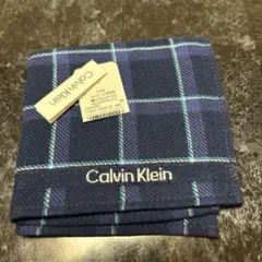 Calvin Klein チェック柄ハンカチ ネイビー