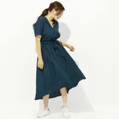 美品　半袖 カシュクールワンピース ウエストリボン　グリーン　緑のサムネイル