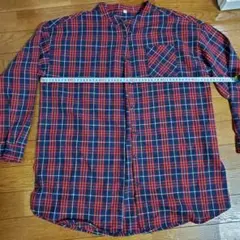 レッド・ネイビーチェック柄 長袖シャツ Lサイズ