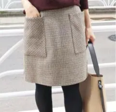 IENA チェック台形スカート