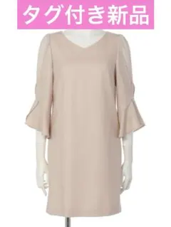 新品 Rirandture ワンピース キレイめ デート ピンクベージュ M