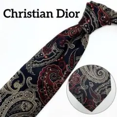 ディオール ネクタイ ペイズリー柄 ロゴ ワンポイント ジャガード