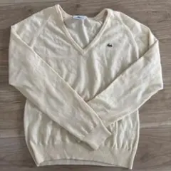 LACOSTE Vネックセーター クリーム色 42のサムネイル