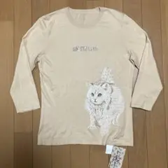 【値下げ】新品未使用　伊太利屋　イタリヤ　長袖ニット　薄手　猫　ベージュ