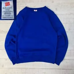 Hanes ヘインズ ecosmart クルーネックスウェット ブルー S